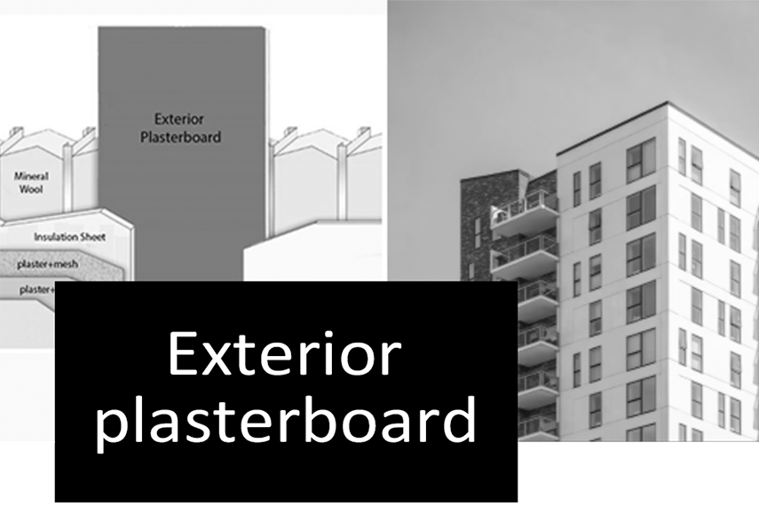 Exterior plasterboard